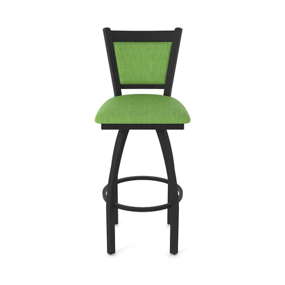 Swivel Bar Stool with Black Wrinkle Finish and Graph Parrot Seat and Back