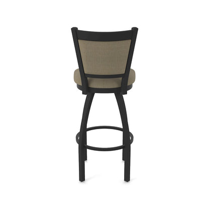 Swivel Bar Stool with Black Wrinkle Finish and Graph Cork Seat and Back