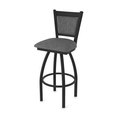Swivel Bar Stool with Black Wrinkle Finish and Graph Coal Seat and Back