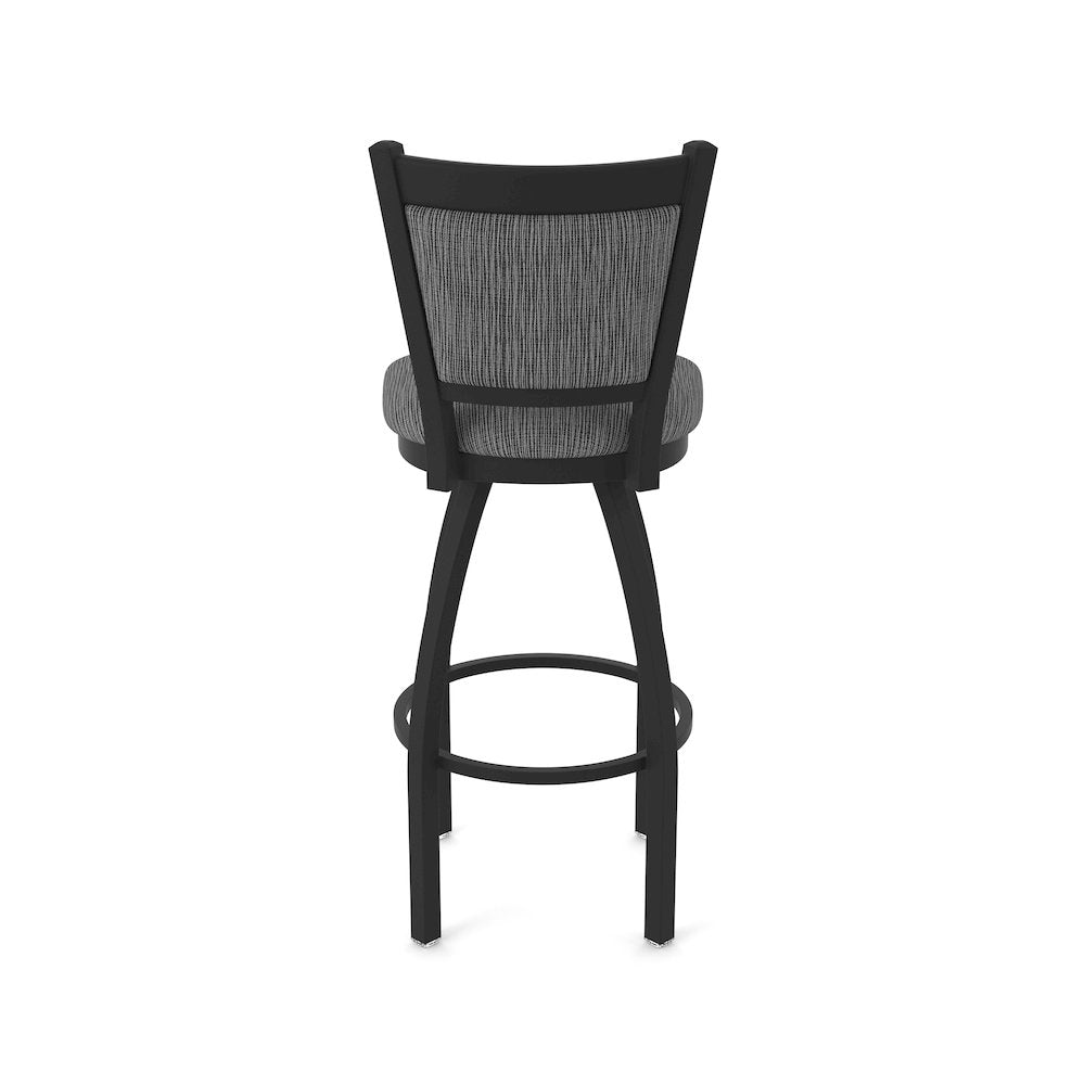Swivel Bar Stool with Black Wrinkle Finish and Graph Coal Seat and Back