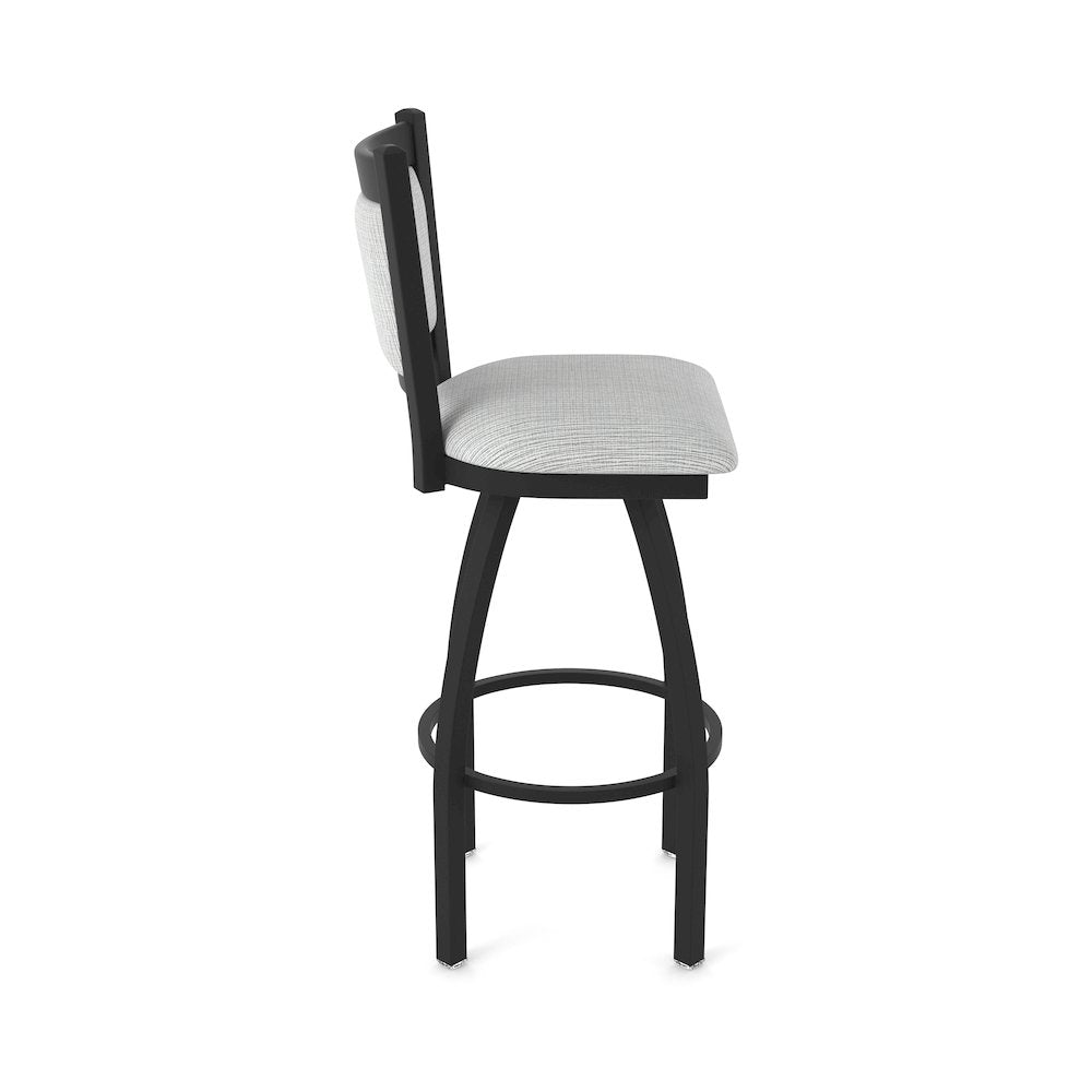 Swivel Bar Stool with Black Wrinkle Finish and Graph Alpine Seat and Back