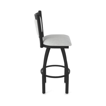 Swivel Bar Stool with Black Wrinkle Finish and Graph Alpine Seat and Back