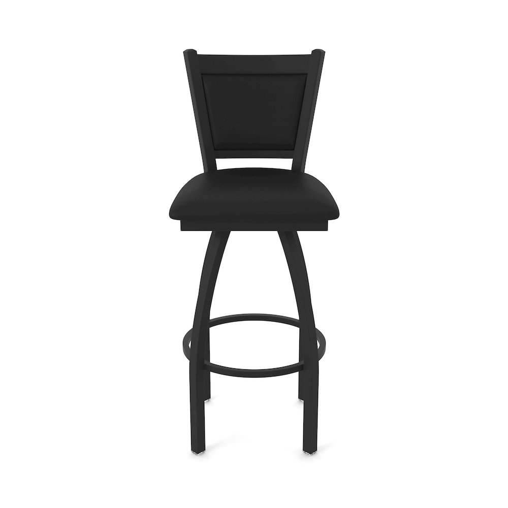 Swivel Bar Stool with Black Wrinkle Finish and Black Vinyl Seat and Back