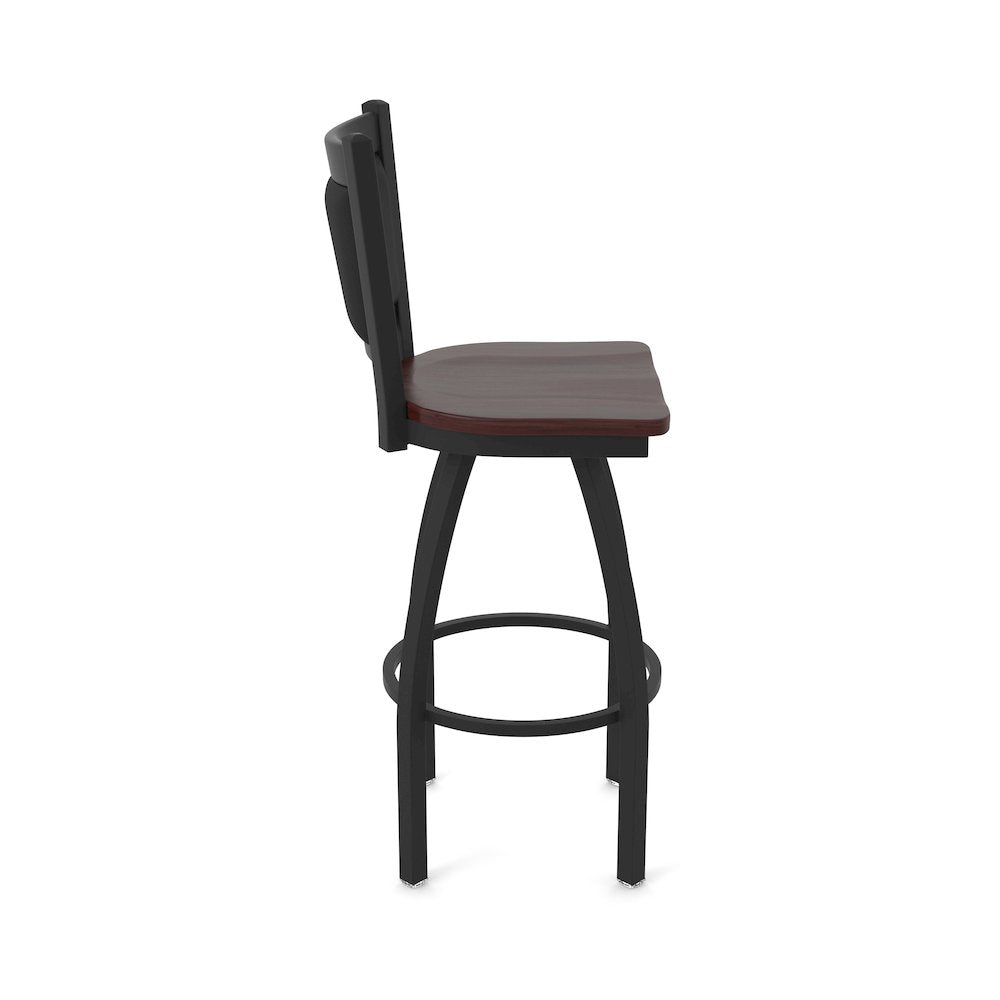 Swivel Bar Stool with Black Wrinkle Finish and Dark Cherry Maple Seat