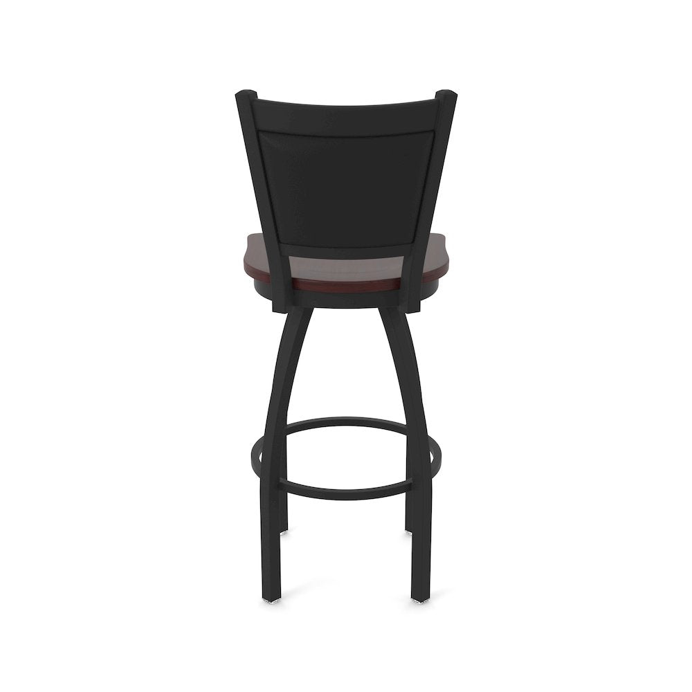 Swivel Bar Stool with Black Wrinkle Finish and Dark Cherry Maple Seat