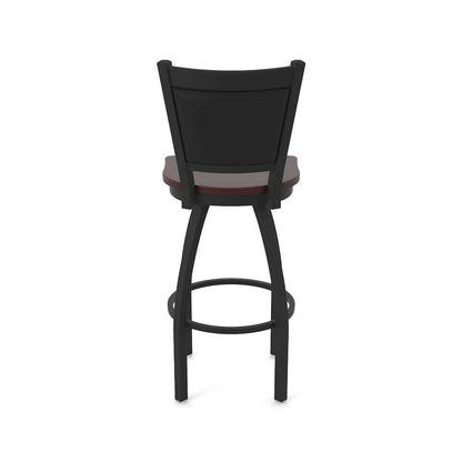 Swivel Bar Stool with Black Wrinkle Finish and Dark Cherry Maple Seat