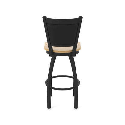 Swivel Bar Stool with Black Wrinkle Finish and Natural Maple Seat