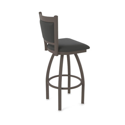 Swivel Bar Stool with Bronze Finish and Canter Iron Seat and Back