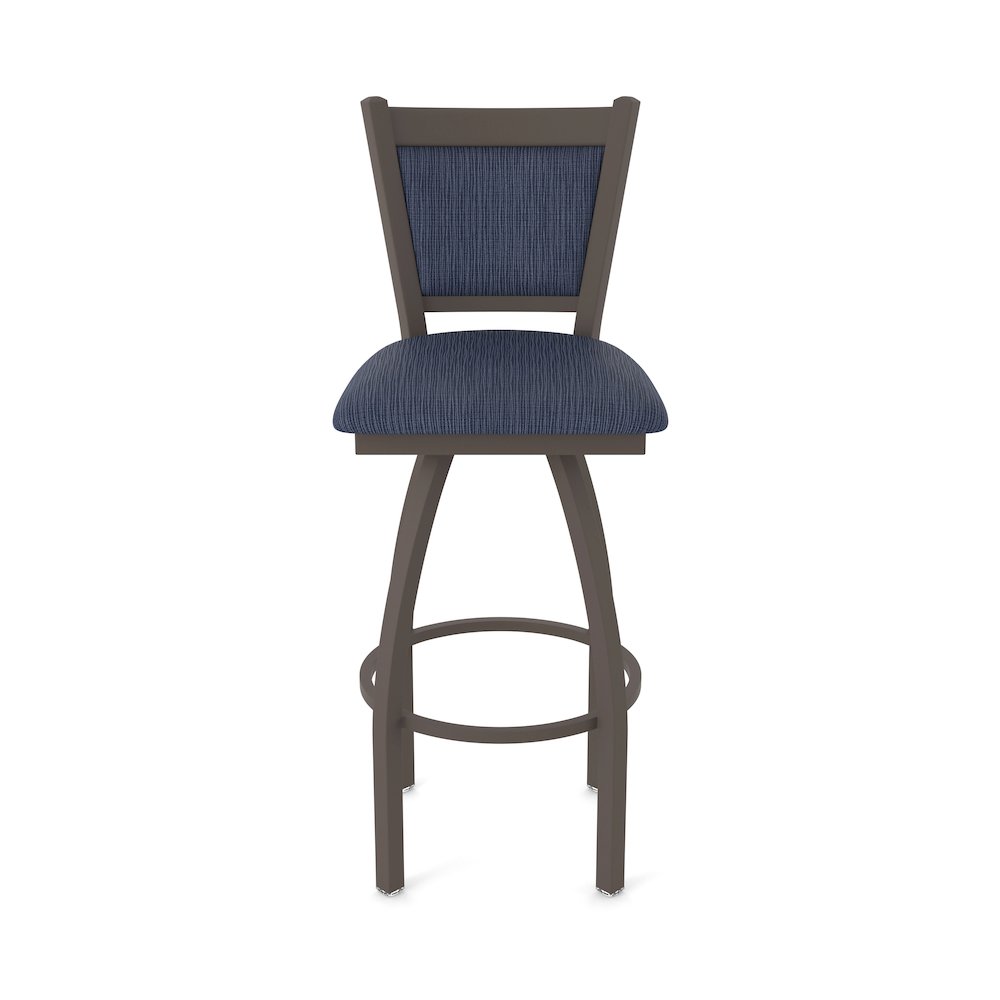 Swivel Bar Stool with Bronze Finish and Graph Anchor Seat and Back
