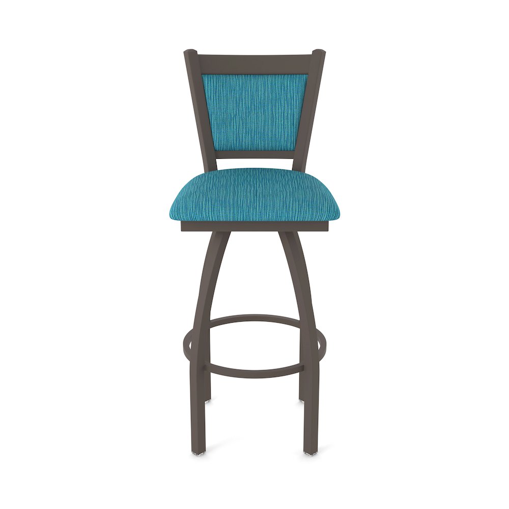 Swivel Bar Stool with Bronze Finish and Graph Tidal Seat and Back