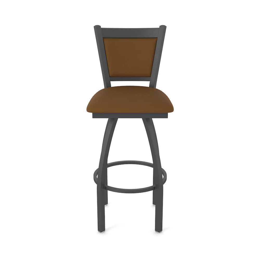 Swivel Bar Stool with Pewter Finish and Canter Thatch Seat and Back