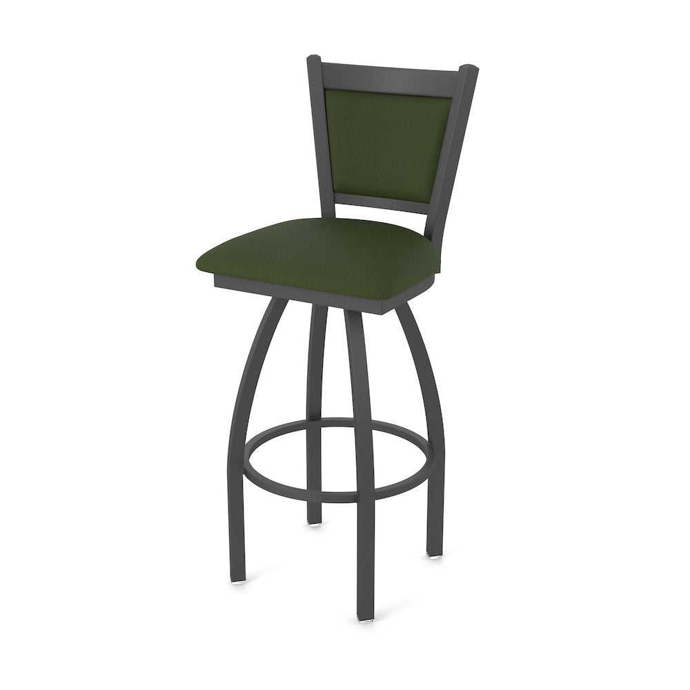 Swivel Bar Stool with Pewter Finish and Canter Pine Seat and Back