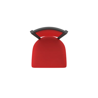 Swivel Bar Stool with Pewter Finish and Canter Red Seat and Back