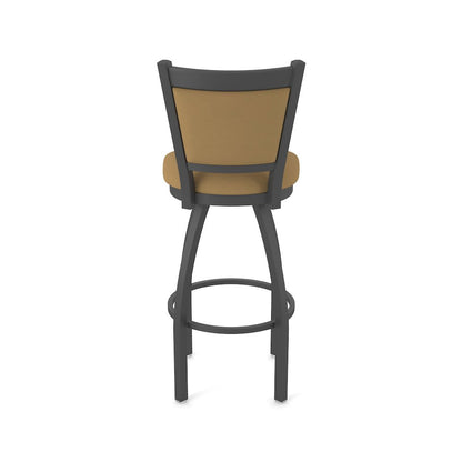 Swivel Bar Stool with Pewter Finish and Canter Saddle Seat and Back