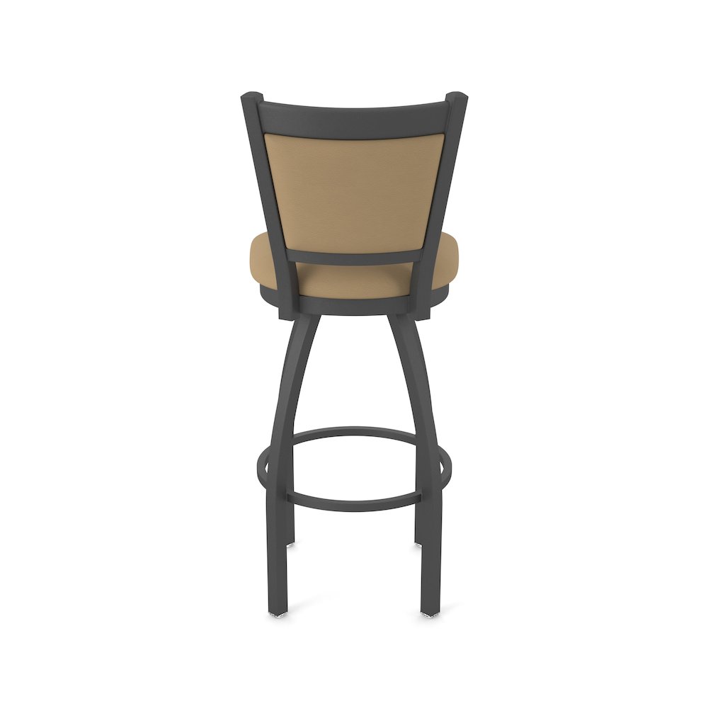 Swivel Bar Stool with Pewter Finish and Canter Sand Seat and Back