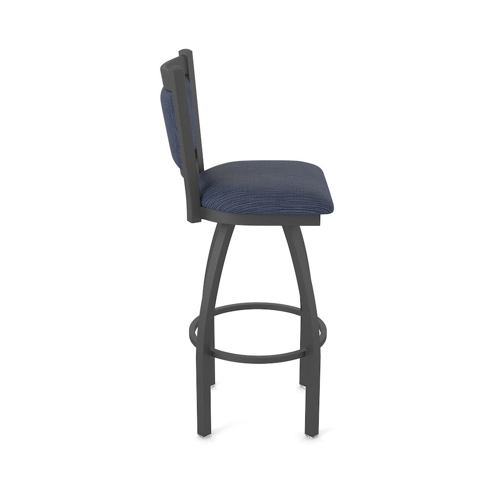 Swivel Bar Stool with Pewter Finish and Graph Anchor Seat and Back