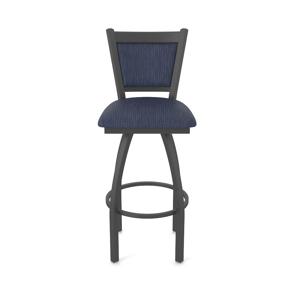 Swivel Bar Stool with Pewter Finish and Graph Anchor Seat and Back