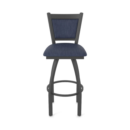 Swivel Bar Stool with Pewter Finish and Graph Anchor Seat and Back