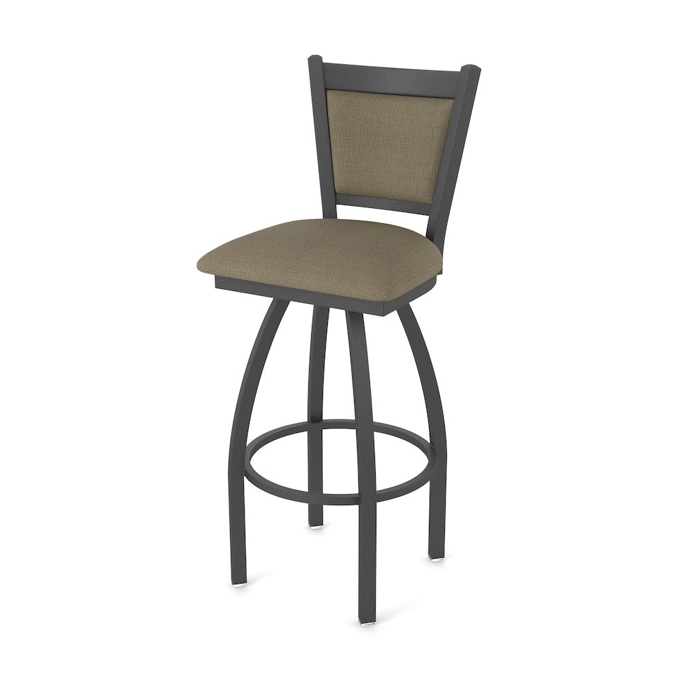 Swivel Bar Stool with Pewter Finish and Graph Cork Seat and Back