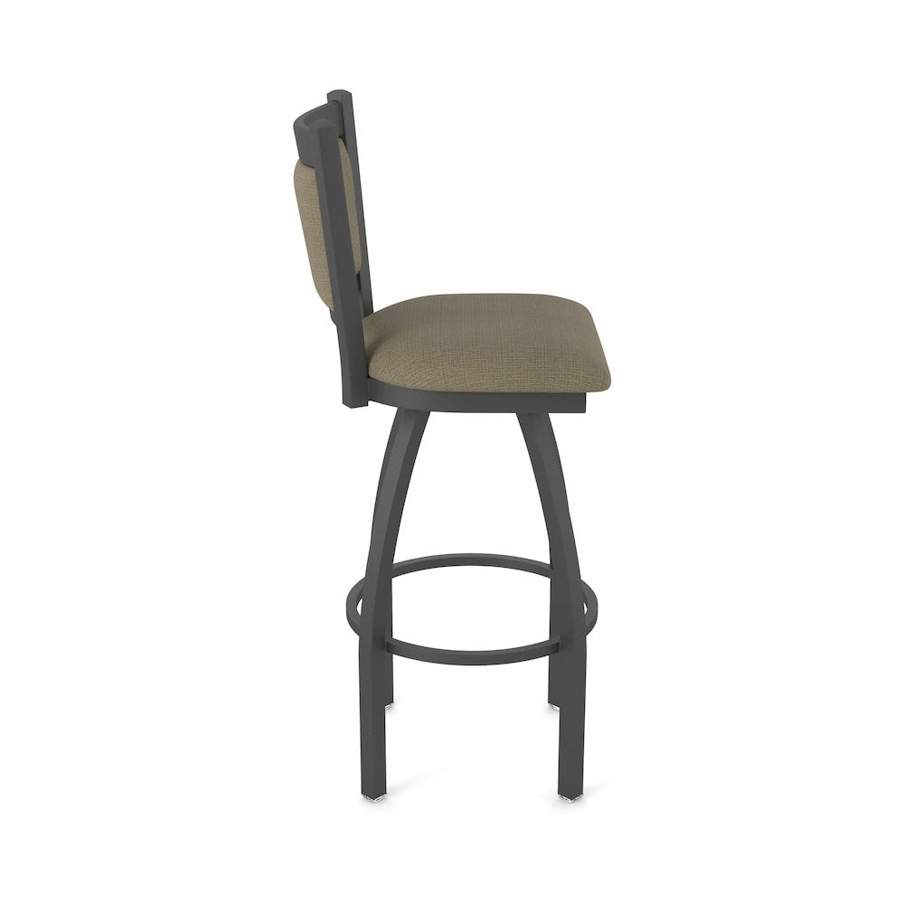 Swivel Bar Stool with Pewter Finish and Graph Cork Seat and Back