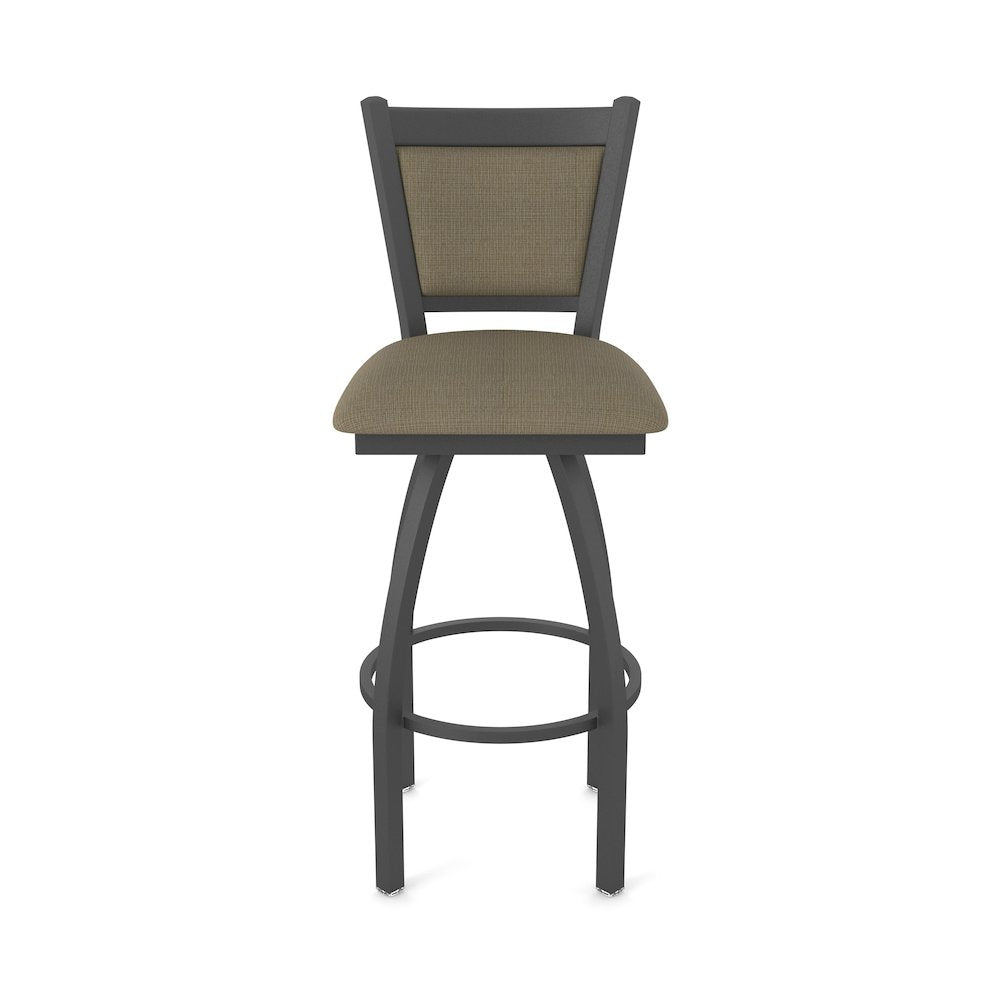 Swivel Bar Stool with Pewter Finish and Graph Cork Seat and Back