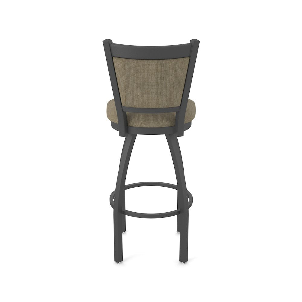Swivel Bar Stool with Pewter Finish and Graph Cork Seat and Back