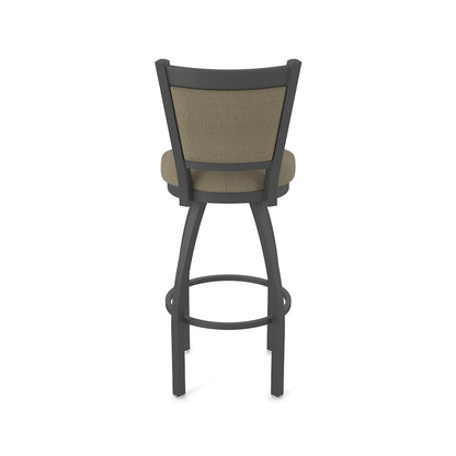 Swivel Bar Stool with Pewter Finish and Graph Cork Seat and Back