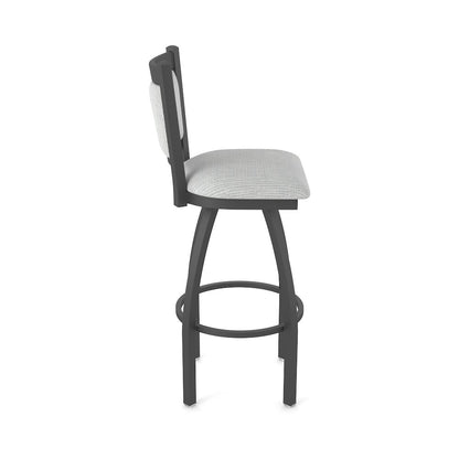 Swivel Bar Stool with Pewter Finish and Graph Alpine Seat and Back
