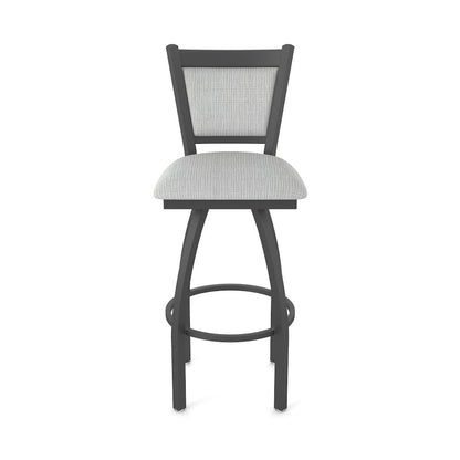 Swivel Bar Stool with Pewter Finish and Graph Alpine Seat and Back