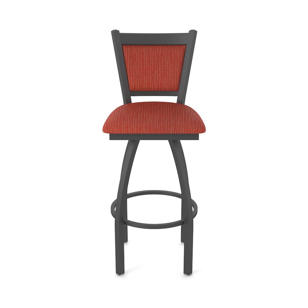 Swivel Bar Stool with Pewter Finish and Graph Poppy Seat and Back