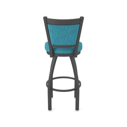 Swivel Bar Stool with Pewter Finish and Graph Tidal Seat and Back