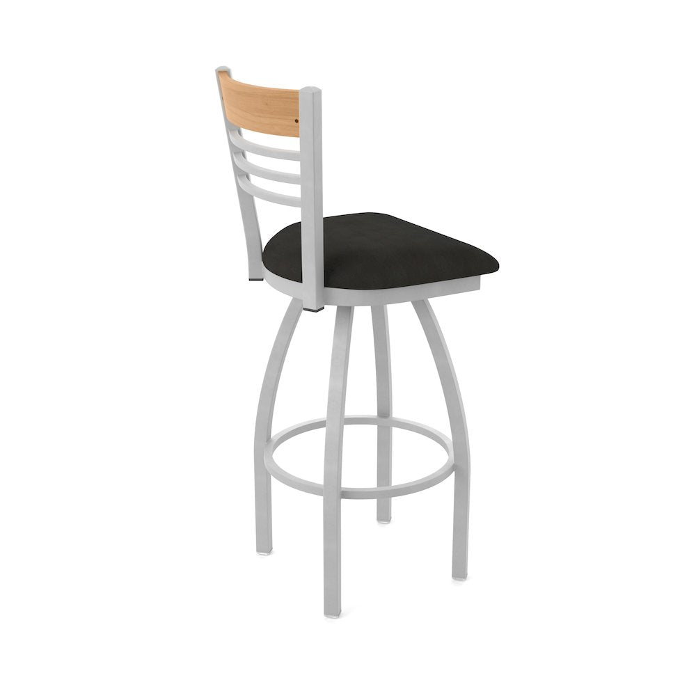 36" Swivel Extra Tall Bar Stool, Anodized Nickel Finish, Medium Back