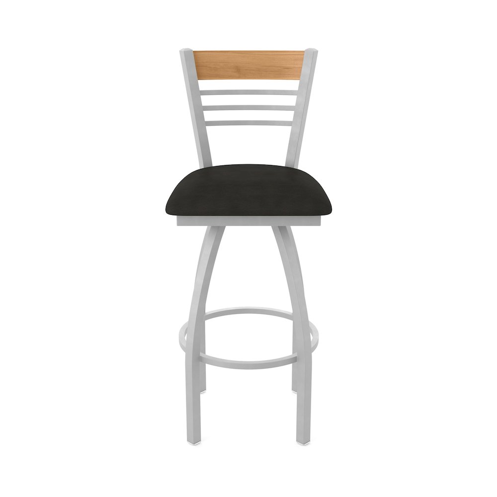 36" Swivel Extra Tall Bar Stool, Anodized Nickel Finish, Medium Back