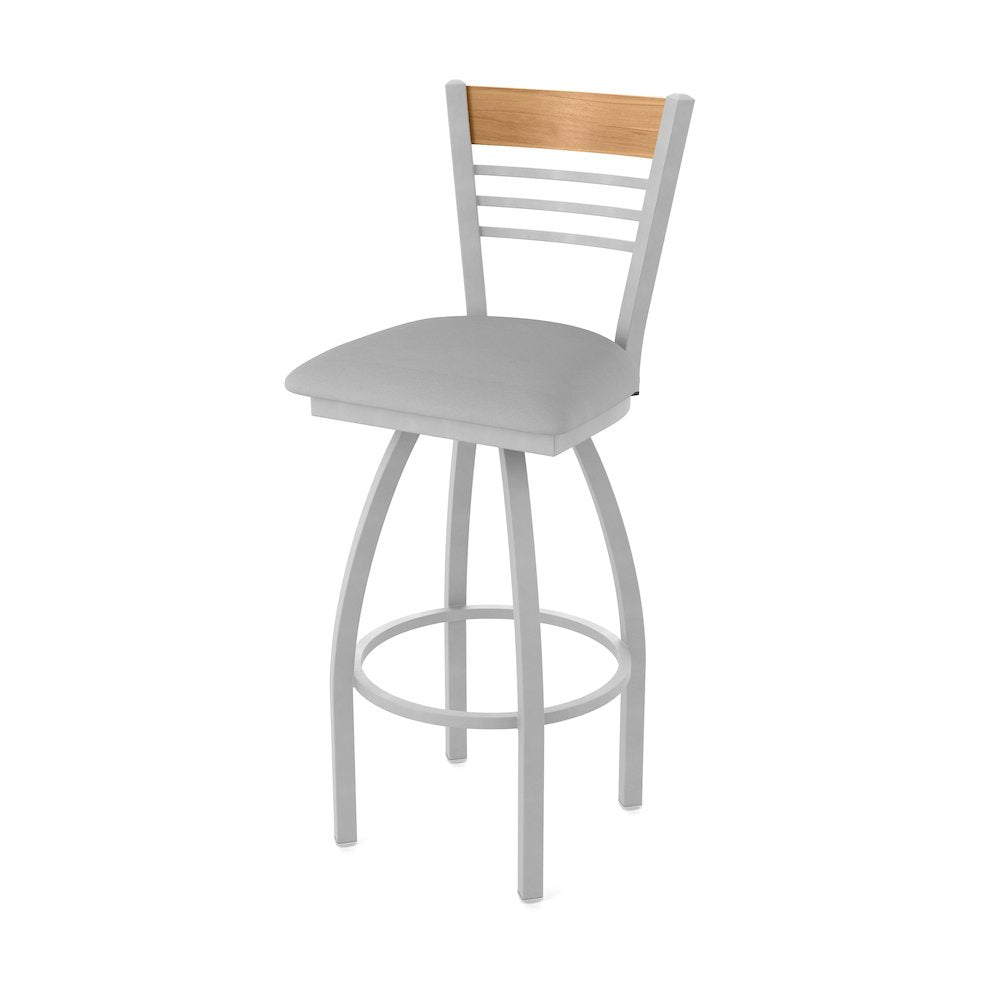 36" Swivel Extra Tall Bar Stool, Anodized Nickel Finish, Medium Back