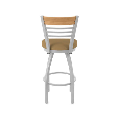 36" Swivel Extra Tall Bar Stool, Anodized Nickel Finish, Medium Back