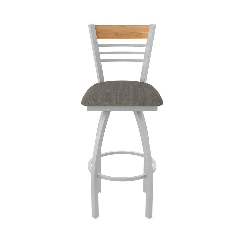 36" Swivel Extra Tall Bar Stool, Anodized Nickel Finish, Medium Back