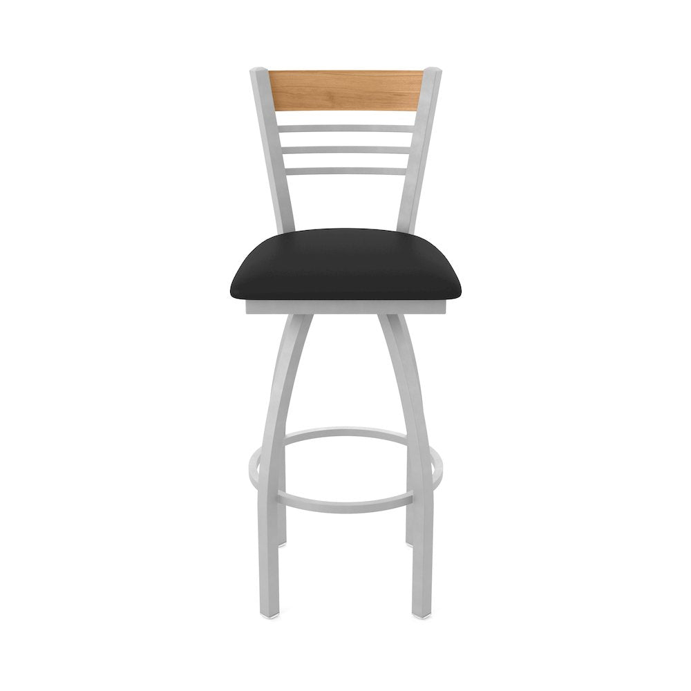 36" Swivel Extra Tall Bar Stool, Anodized Nickel Finish, Medium Back