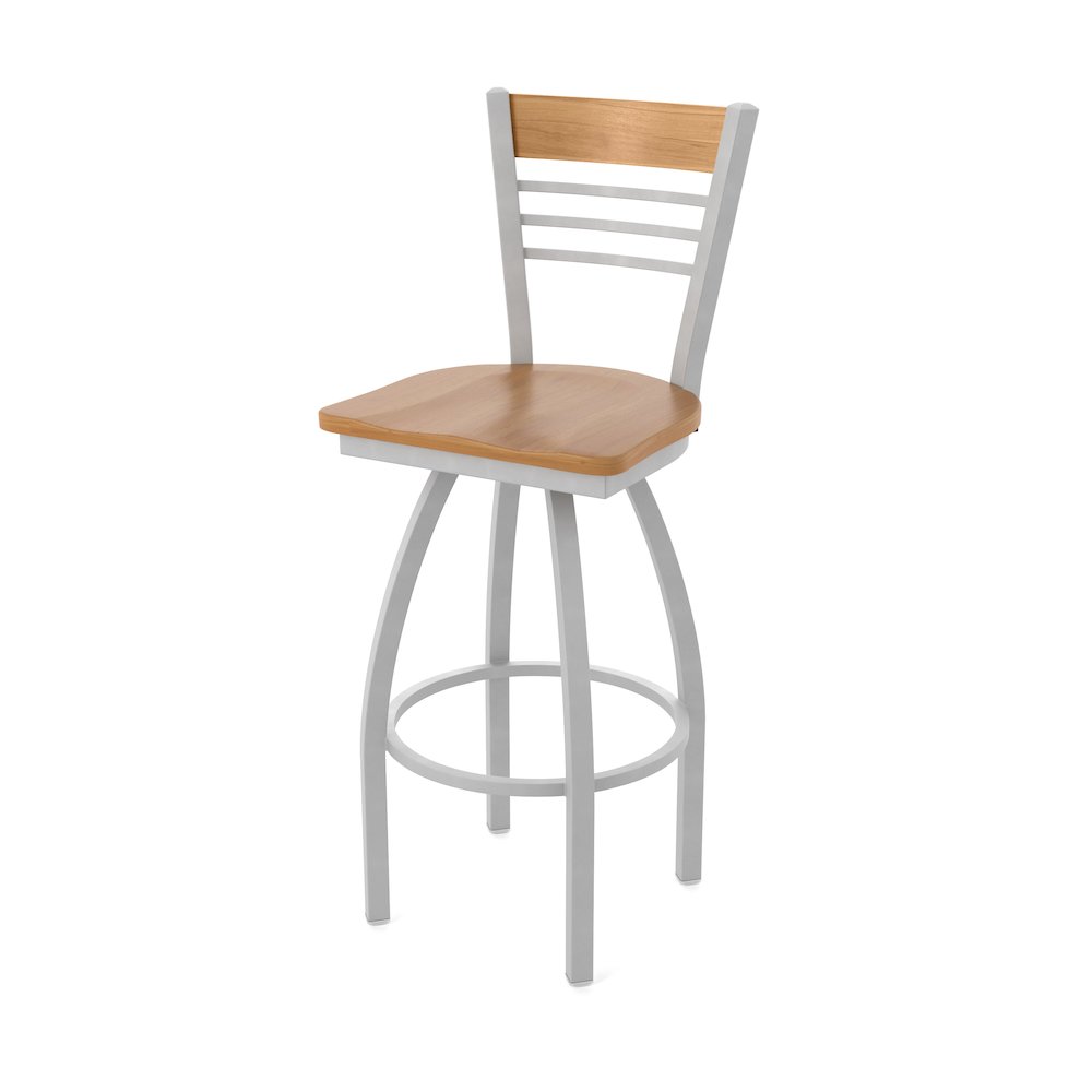 36" Swivel Extra Tall Bar Stool, Anodized Nickel Finish, Medium Back