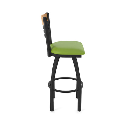 36" Swivel Extra Tall Bar Stool, Black Wrinkle Finish, Medium Back