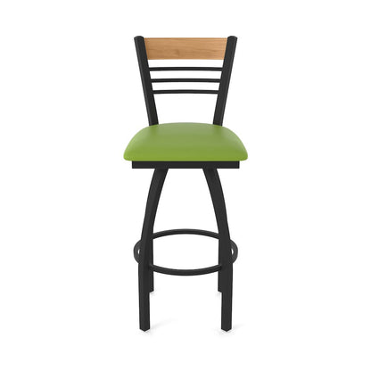 36" Swivel Extra Tall Bar Stool, Black Wrinkle Finish, Medium Back