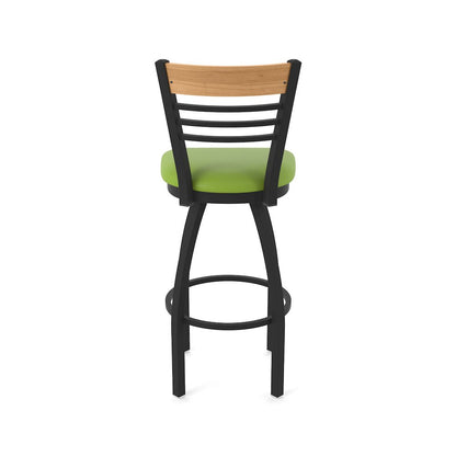 36" Swivel Extra Tall Bar Stool, Black Wrinkle Finish, Medium Back
