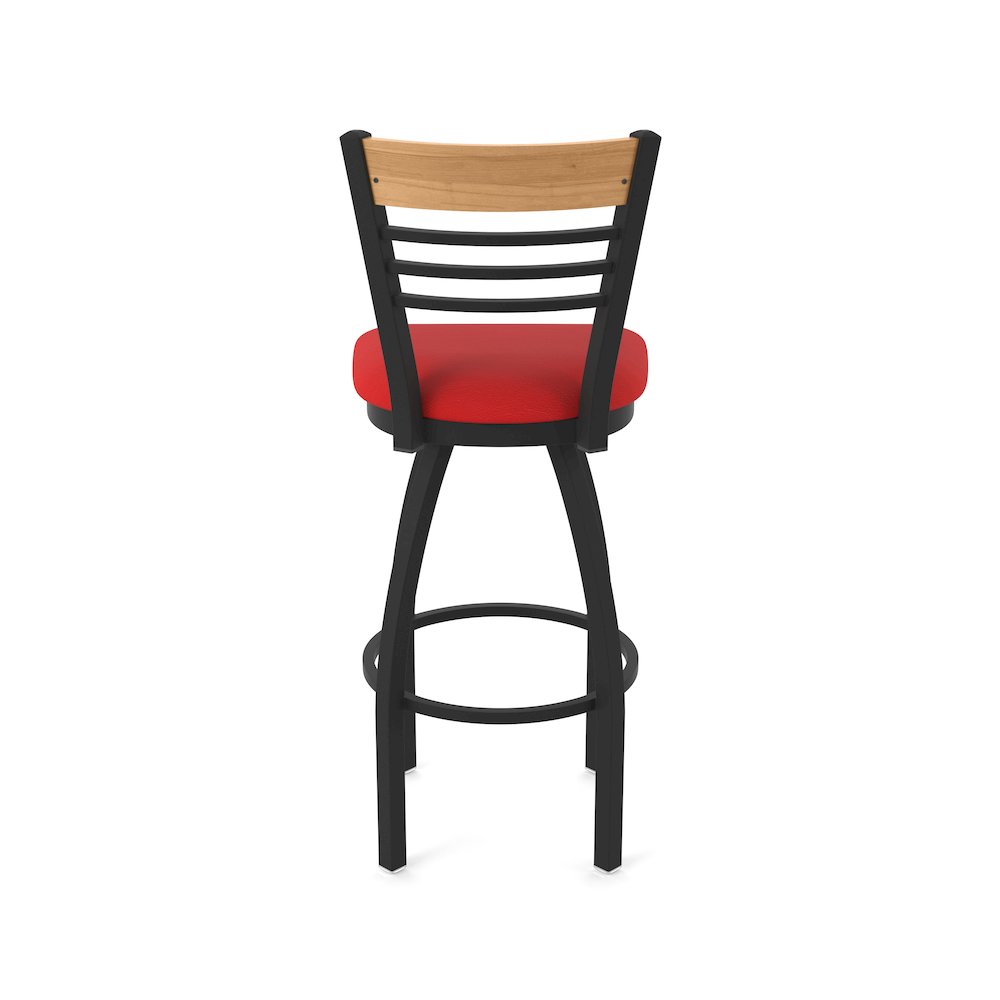 36" Swivel Extra Tall Bar Stool, Black Wrinkle Finish, Medium Back
