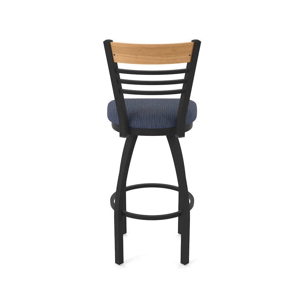 36" Swivel Extra Tall Bar Stool, Black Wrinkle Finish, Medium Back