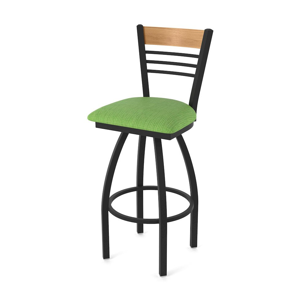 36" Swivel Extra Tall Bar Stool, Black Wrinkle Finish, Medium Back