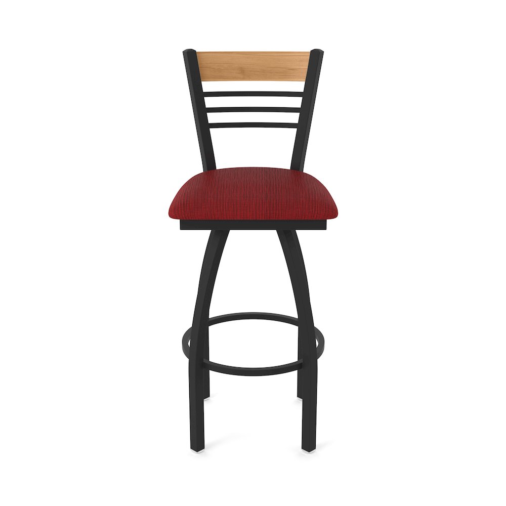36" Swivel Extra Tall Bar Stool, Black Wrinkle Finish, Medium Back