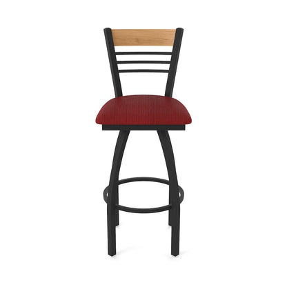 36" Swivel Extra Tall Bar Stool, Black Wrinkle Finish, Medium Back