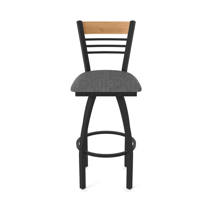 36" Swivel Extra Tall Bar Stool, Black Wrinkle Finish, Medium Back
