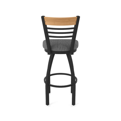 36" Swivel Extra Tall Bar Stool, Black Wrinkle Finish, Medium Back