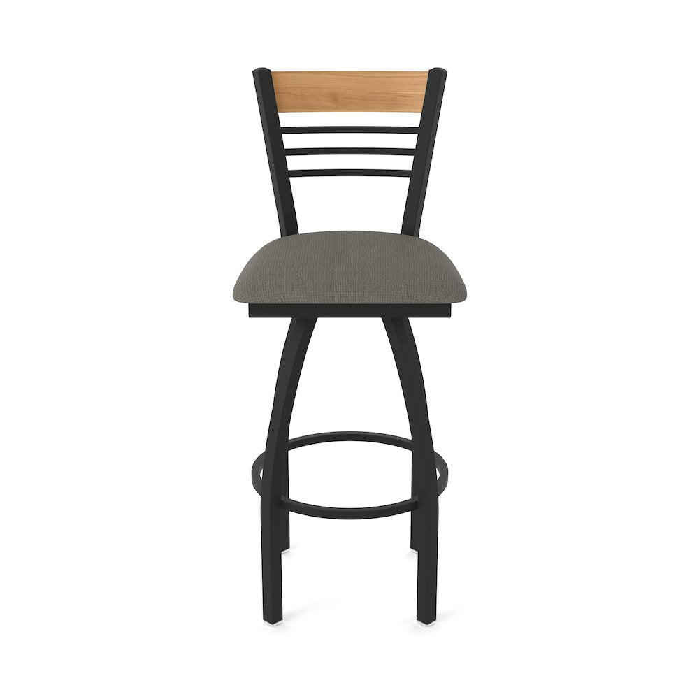 36" Swivel Extra Tall Bar Stool, Black Wrinkle Finish, Medium Back