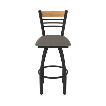 36" Swivel Extra Tall Bar Stool, Black Wrinkle Finish, Medium Back
